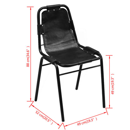 Eetkamerstoelen 6 st echt leer zwart