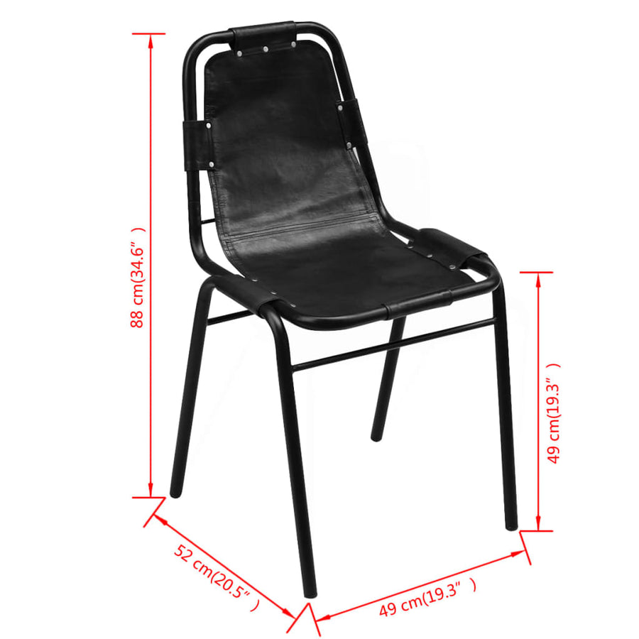 Eetkamerstoelen 6 st echt leer zwart