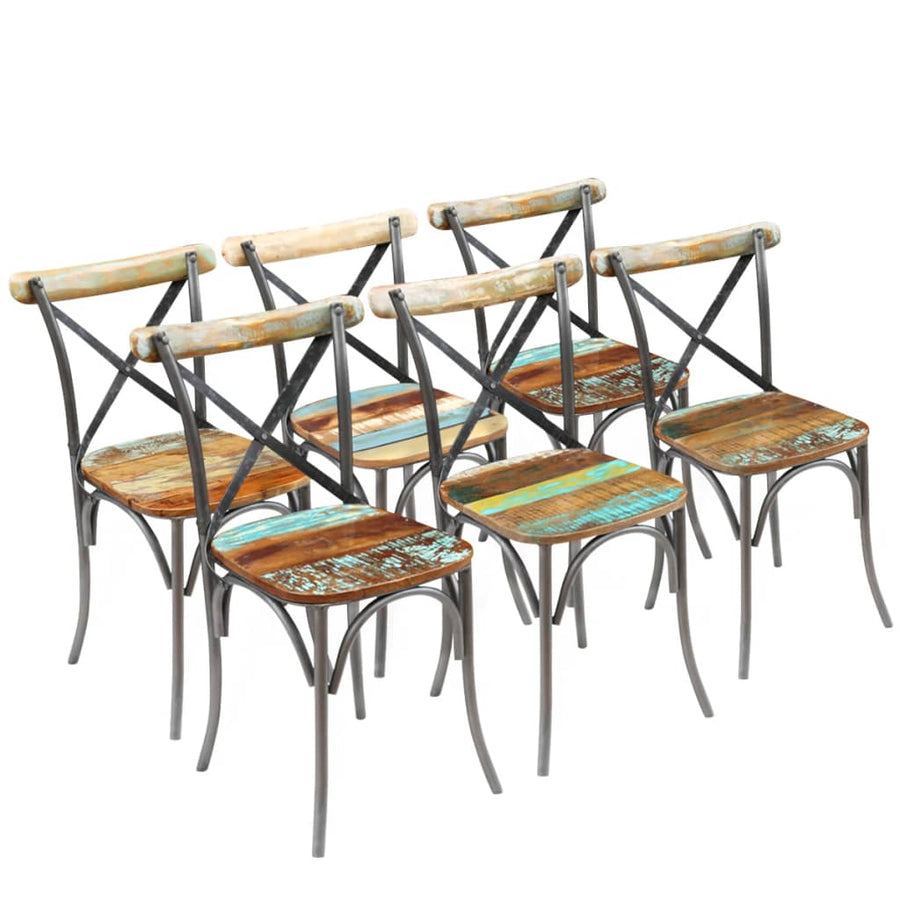 Eetkamerstoelen 6 massief gerecycled hout