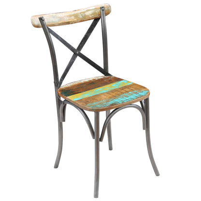 Eetkamerstoelen 6 massief gerecycled hout