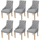Eetkamerstoelen 6 stuks lichtgrijs eikenhout