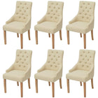 Eetkamerstoelen 6 stuks eikenhout crème