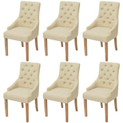 Eetkamerstoelen 6 stuks eikenhout crème