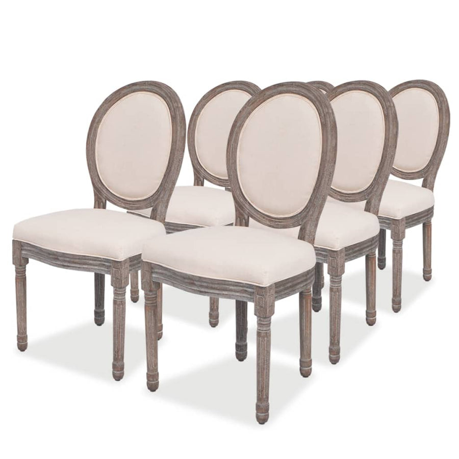 Eetkamerstoelen Stof Crème 6 Linnen