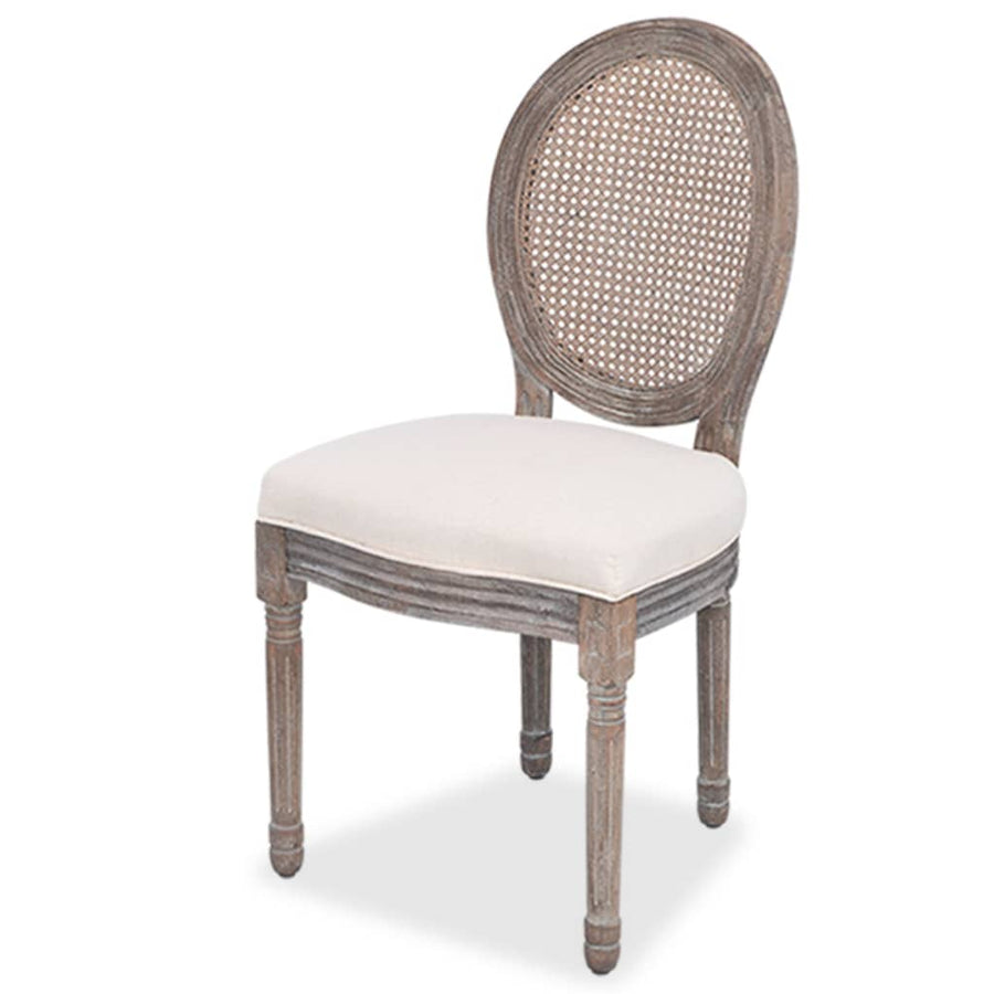 Eetkamerstoelen Stof Crème 6 Linnen en rattan