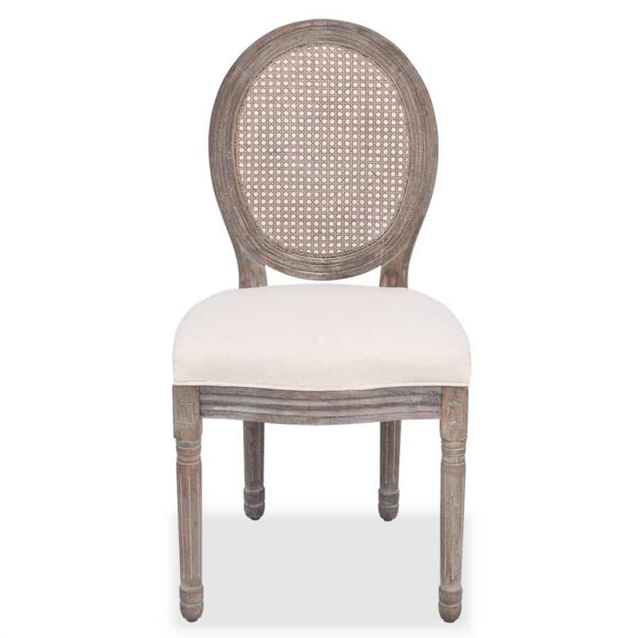 Eetkamerstoelen Stof Crème 6 Linnen en rattan