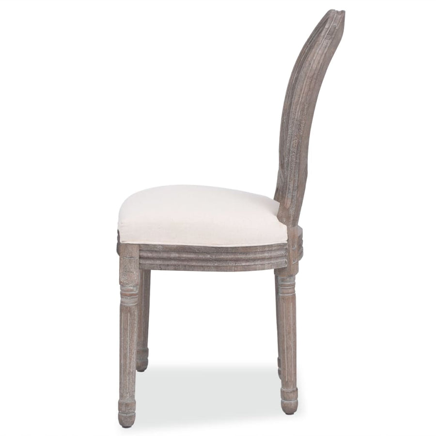Eetkamerstoelen Stof Crème 6 Linnen en rattan