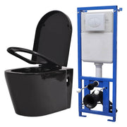 Hangend toilet met verborgen stortbak zwart keramiek