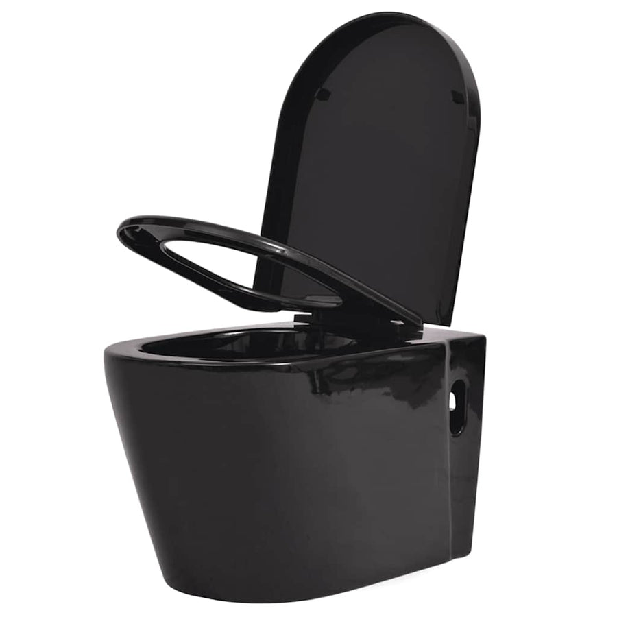 Hangend Toilet Met Verborgen Stortbak Keramiek Zwart