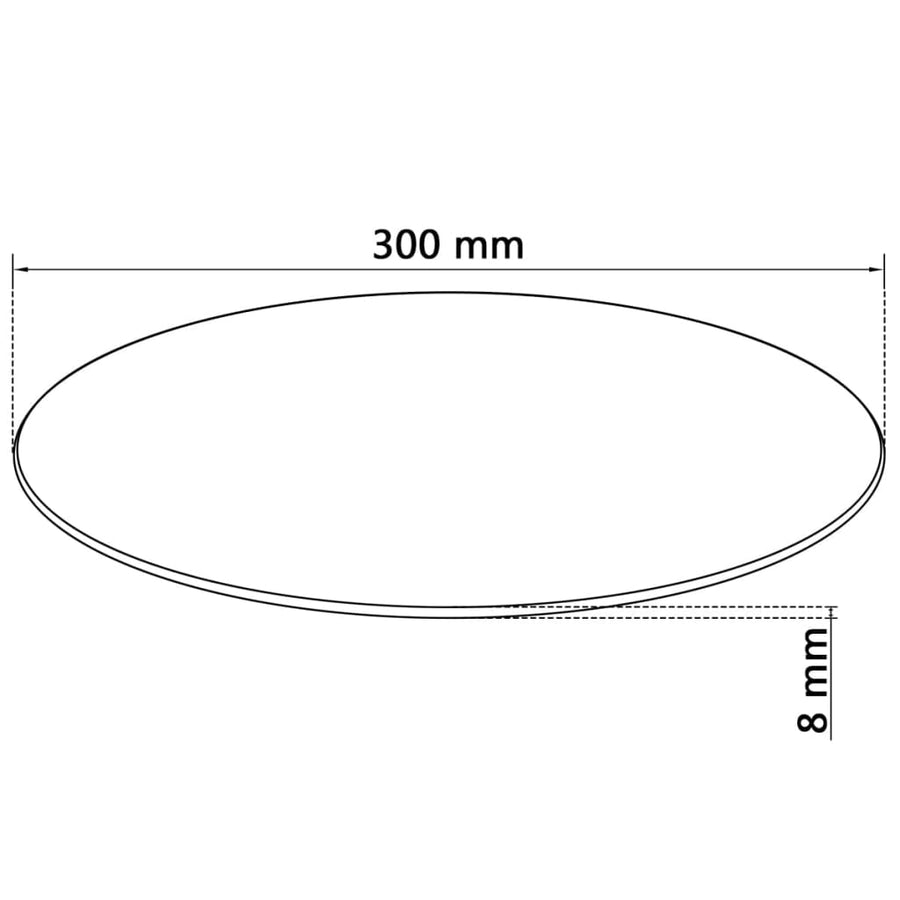 Tafelblad Van Gehard Glas 300 Mm Rond 1 Ø 30 cm Zwart