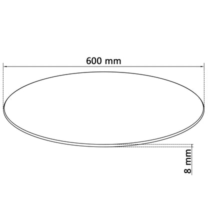 Tafelblad van gehard glas 600 mm rond Ø 60 cm Zwart
