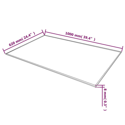 Tafelblad Van Gehard Glas 1000X620 Mm Rechthoekig 100 x 62 cm Zwart