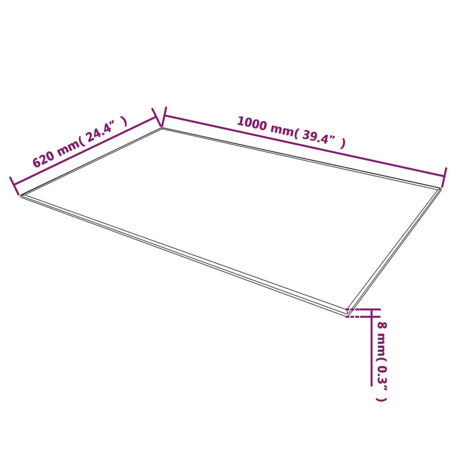 Tafelblad Van Gehard Glas 1000X620 Mm Rechthoekig 100 x 62 cm Zwart