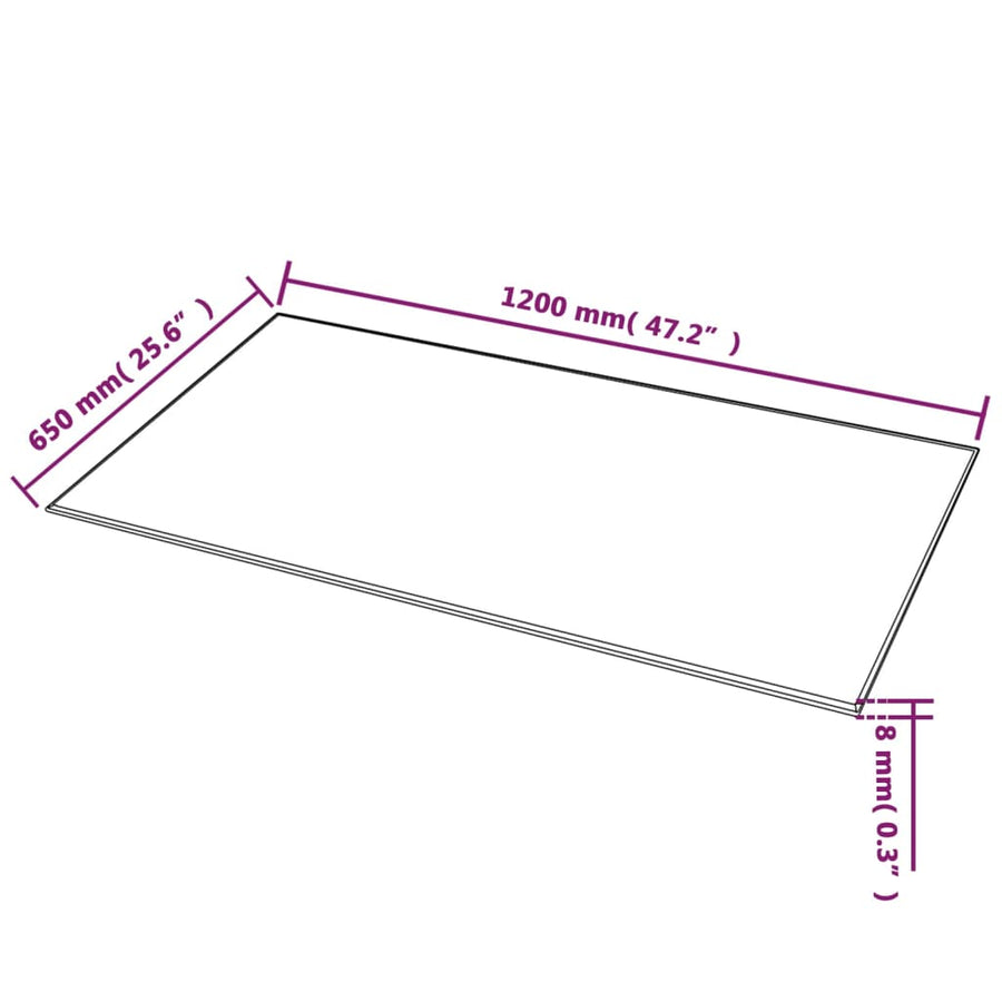 Tafelblad Van Gehard Glas 200X650 Mm Rechthoekig 120 x 65 cm Zwart