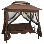 Schommelbank met prieel 220x160x240 cm koffiebruin