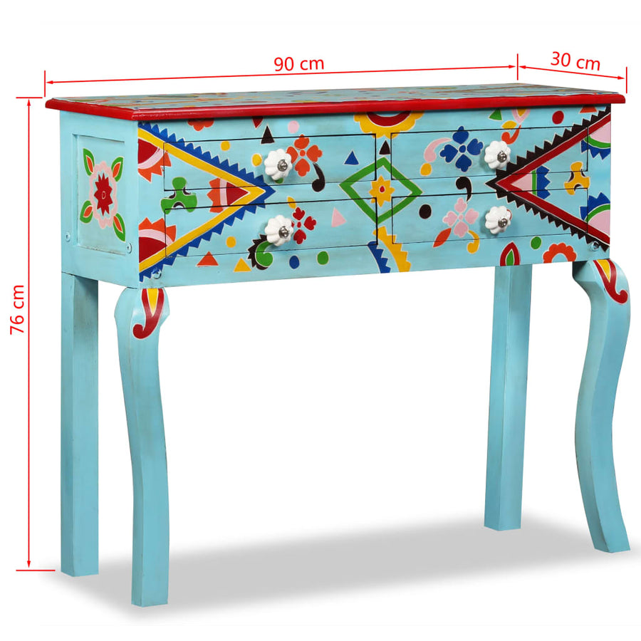 Wandtafel Handgeschilderd Massief Mangohout Blauw