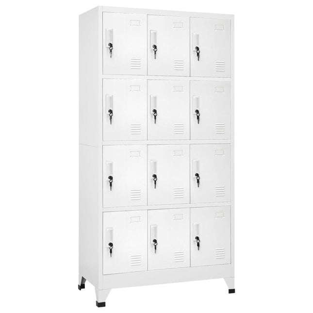 Lockerkast met 12 compartimenten 90x45x180 cm Grijs Met 12 lockers