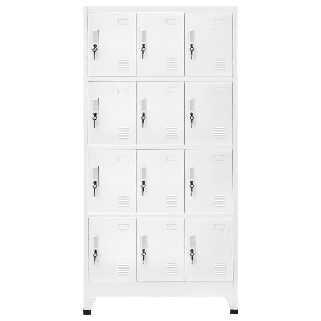 Lockerkast met 12 compartimenten 90x45x180 cm Grijs Met 12 lockers