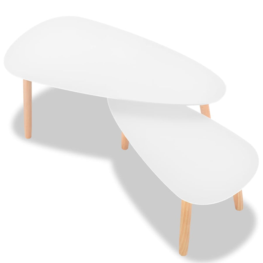-Delige Salontafelset Massief Grenenhout Wit