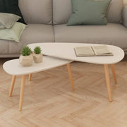 Salontafelset 2-delig massief grenenhout wit 100x50x40 cm