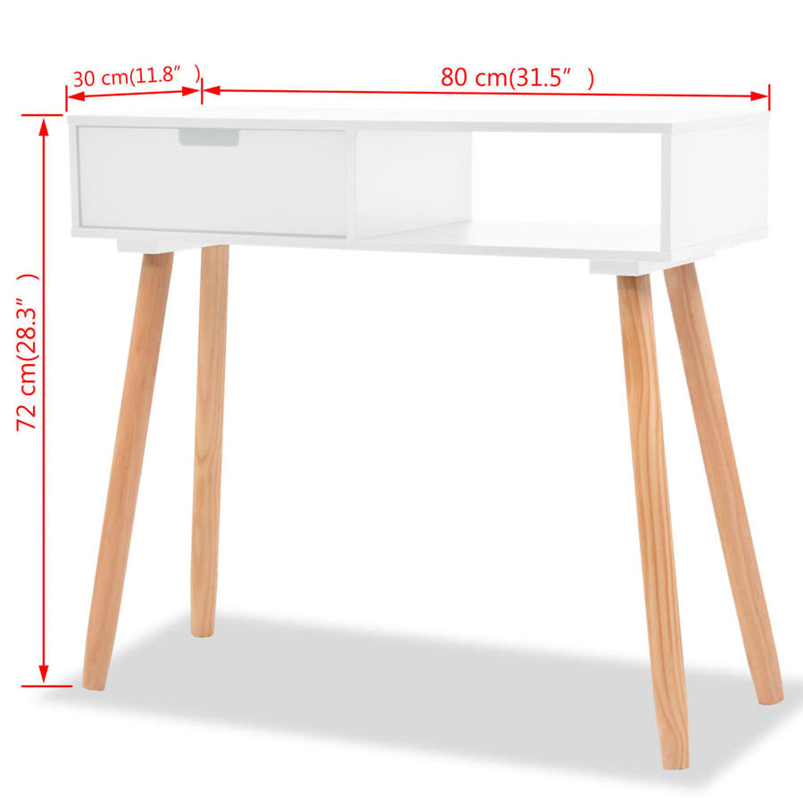 Wandtafel 80X30X72 Cm Massief Grenenhout Wit