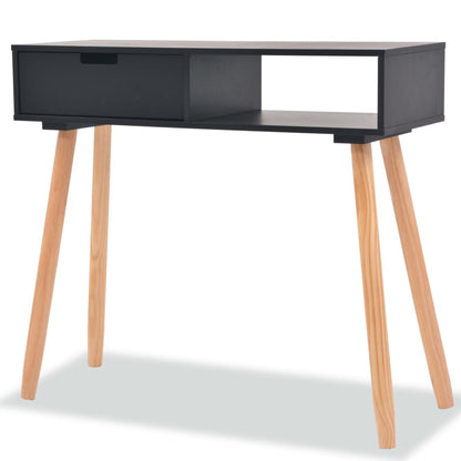 Wandtafel 80X30X72 Cm Massief Grenenhout Zwart