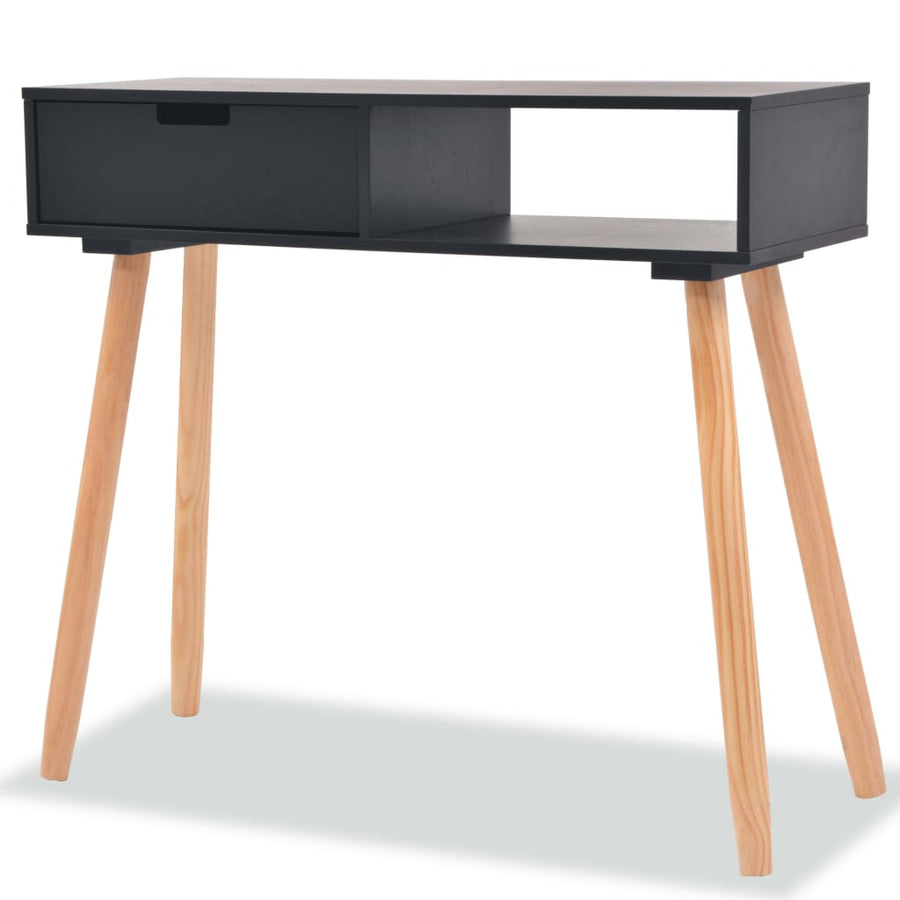 Wandtafel 80X30X72 Cm Massief Grenenhout Zwart