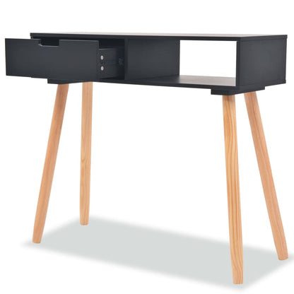 Wandtafel 80X30X72 Cm Massief Grenenhout Zwart