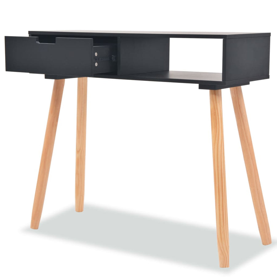 Wandtafel 80X30X72 Cm Massief Grenenhout Zwart