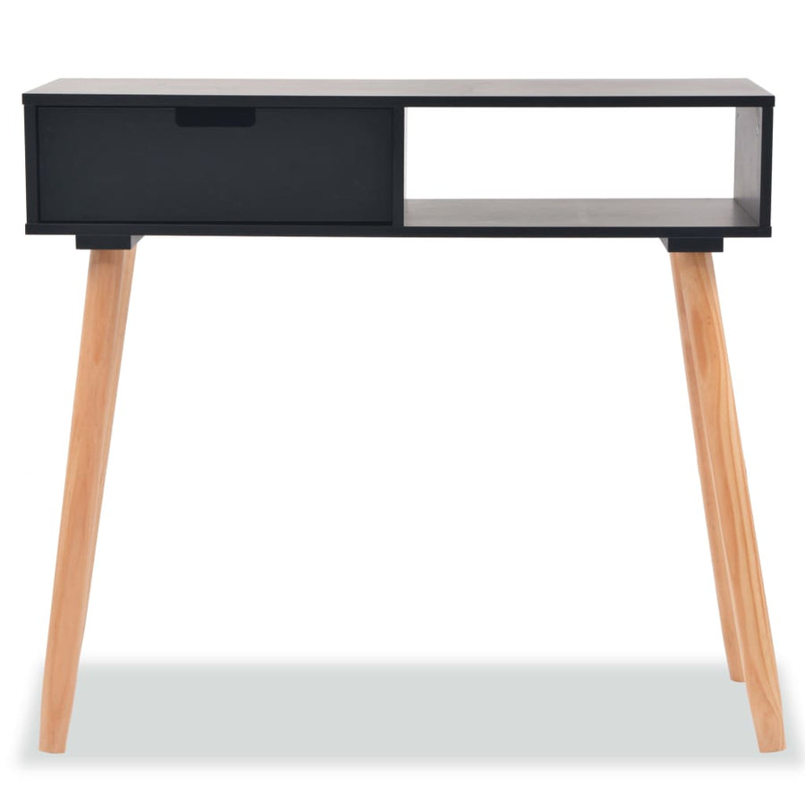 Wandtafel 80X30X72 Cm Massief Grenenhout Zwart
