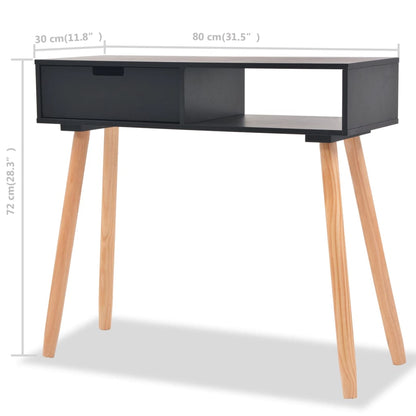 Wandtafel 80X30X72 Cm Massief Grenenhout Zwart