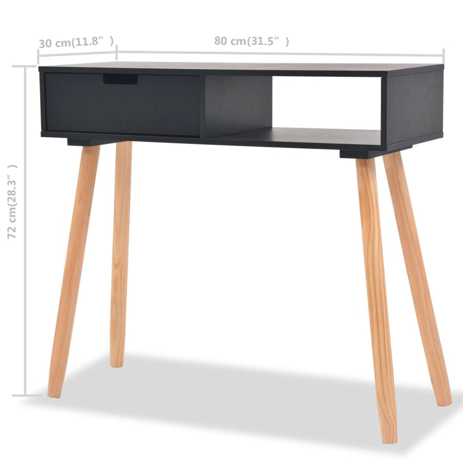 Wandtafel 80X30X72 Cm Massief Grenenhout Zwart