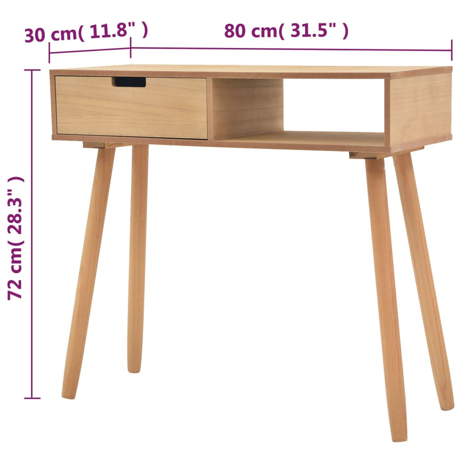 Wandtafel 80X30X72 Cm Massief Grenenhout Bruin