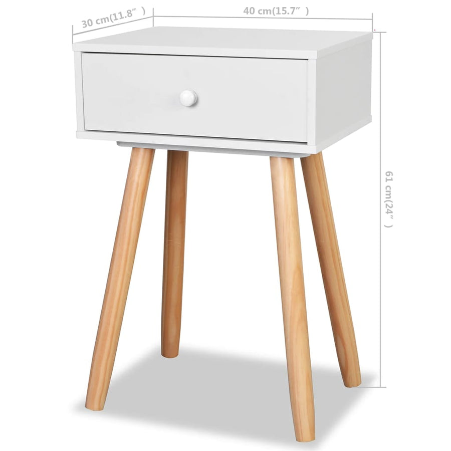 Nachtkastjes 40X30X61 Cm Massief Grenenhout Wit