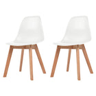 Eetkamerstoelen 2 stuks kunststof wit rubberhouten poten 46x51x82 cm