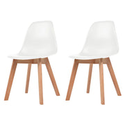 Eetkamerstoelen 2 stuks kunststof wit rubberhouten poten 46x51x82 cm
