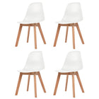 Eetkamerstoelen kunststof wit houten poten set 4