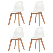 Eetkamerstoelen kunststof wit houten poten set 4