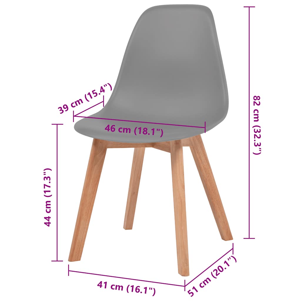 Eetkamerstoelen 2 st kunststof grijs