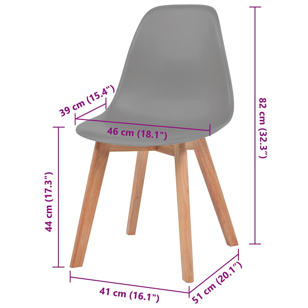 Eetkamerstoelen 4 st kunststof grijs