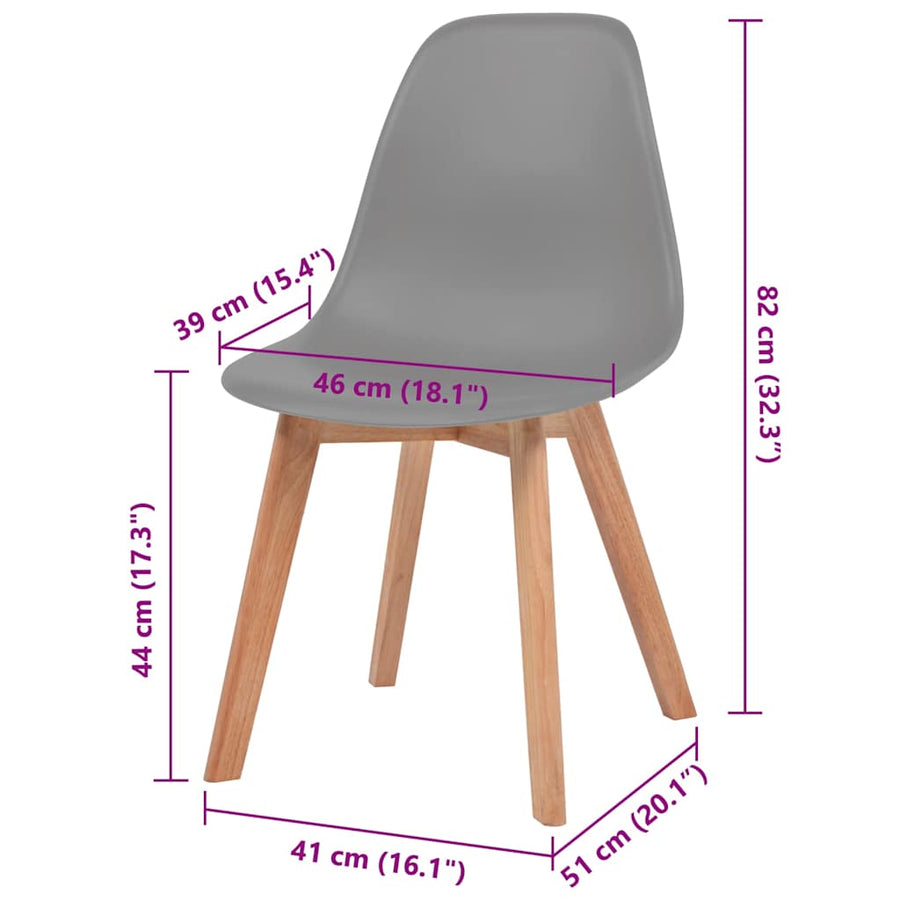 Eetkamerstoelen 4 st kunststof grijs