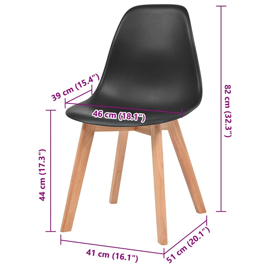 Eetkamerstoelen 6 st kunststof zwart