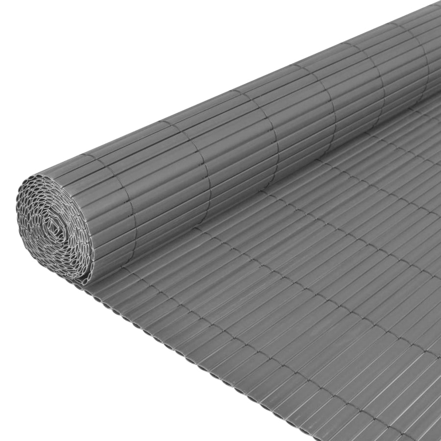 Tuinafscheiding dubbelzijdig 90x300 cm PVC grijs 90 x 300 cm Grijs