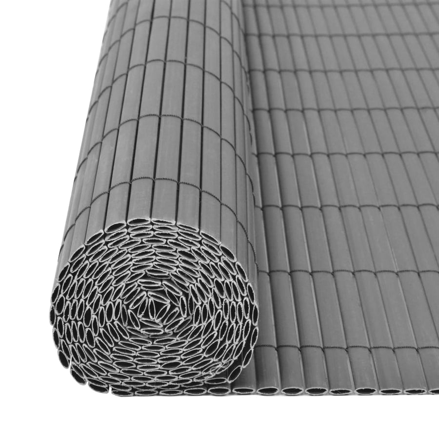 Tuinafscheiding dubbelzijdig 90x300 cm PVC grijs 90 x 300 cm Grijs