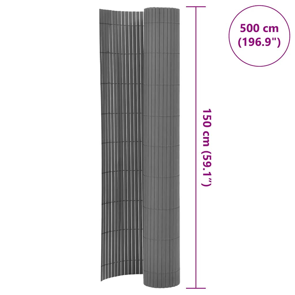 Tuinafscheiding dubbelzijdig 150x500 cm PVC grijs