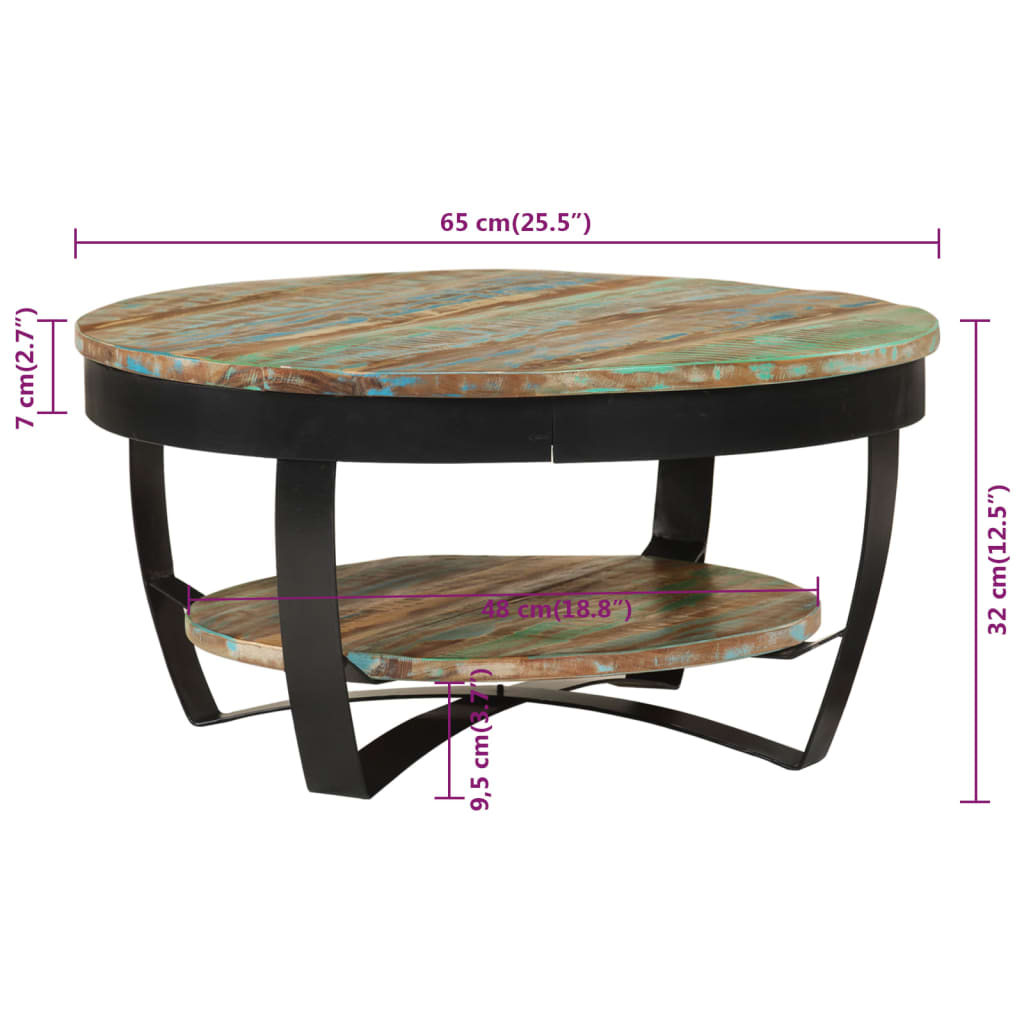Salontafel 65 x 32 cm massief gerecycled hout