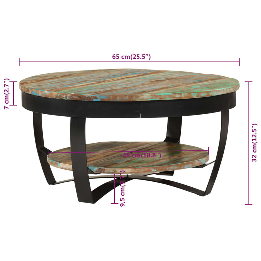 Salontafel 65 x 32 cm massief gerecycled hout
