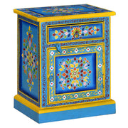 Nachtkastje massief mangohout turquoise handgeschilderd