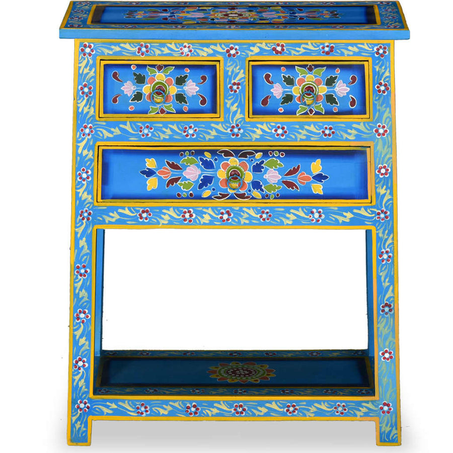 Dressoir met lades handgeschilderd massief mangohout turquoise