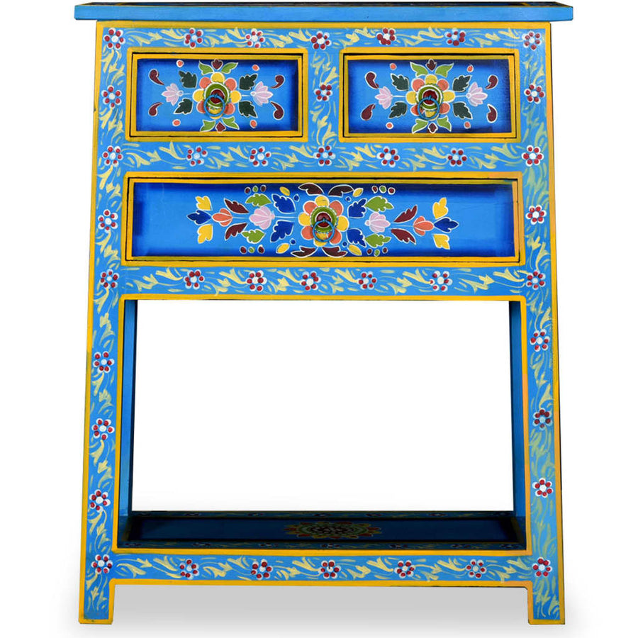 Dressoir met lades handgeschilderd massief mangohout turquoise